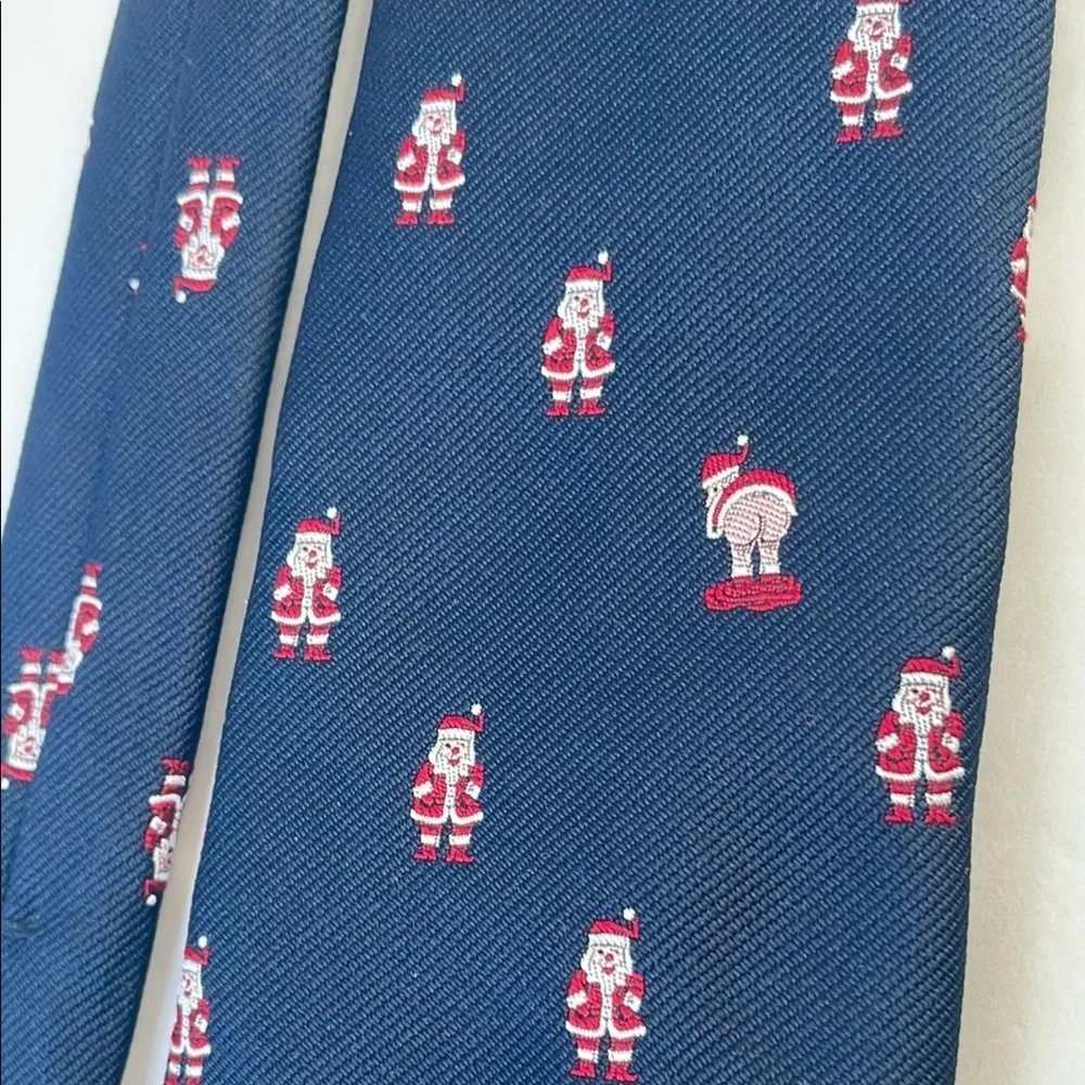 Chipmunk Creations Navy Blue and Red Patterned Santa Surprise Holiday Tie